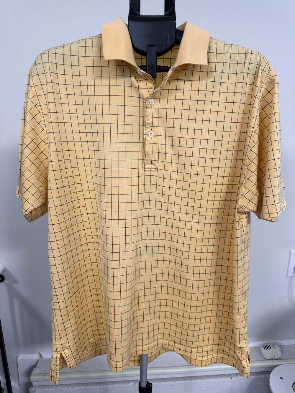 Fairway & Greene Yellow Plaid Golf Polo Shirt Men's Size M